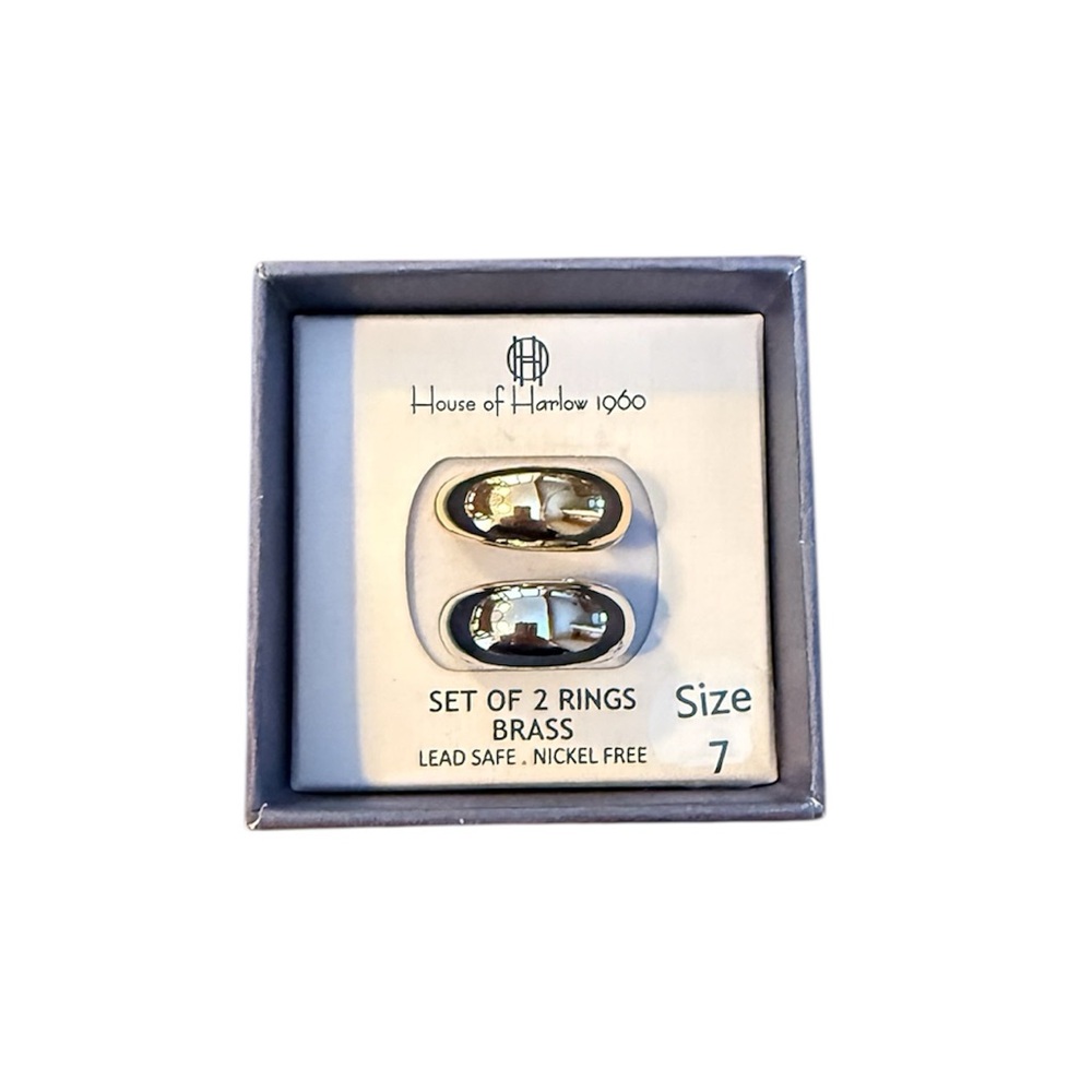 House of Harlow 1960 Set of Two Brass Rings Size 7